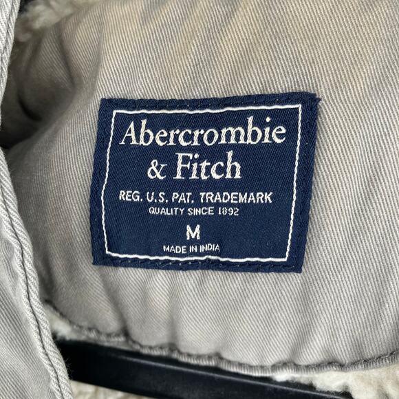 ABERCROMBIE & FITCH Faux Fur Sherpa Green Utility Parka Coat Medium - Picture 3 of 4